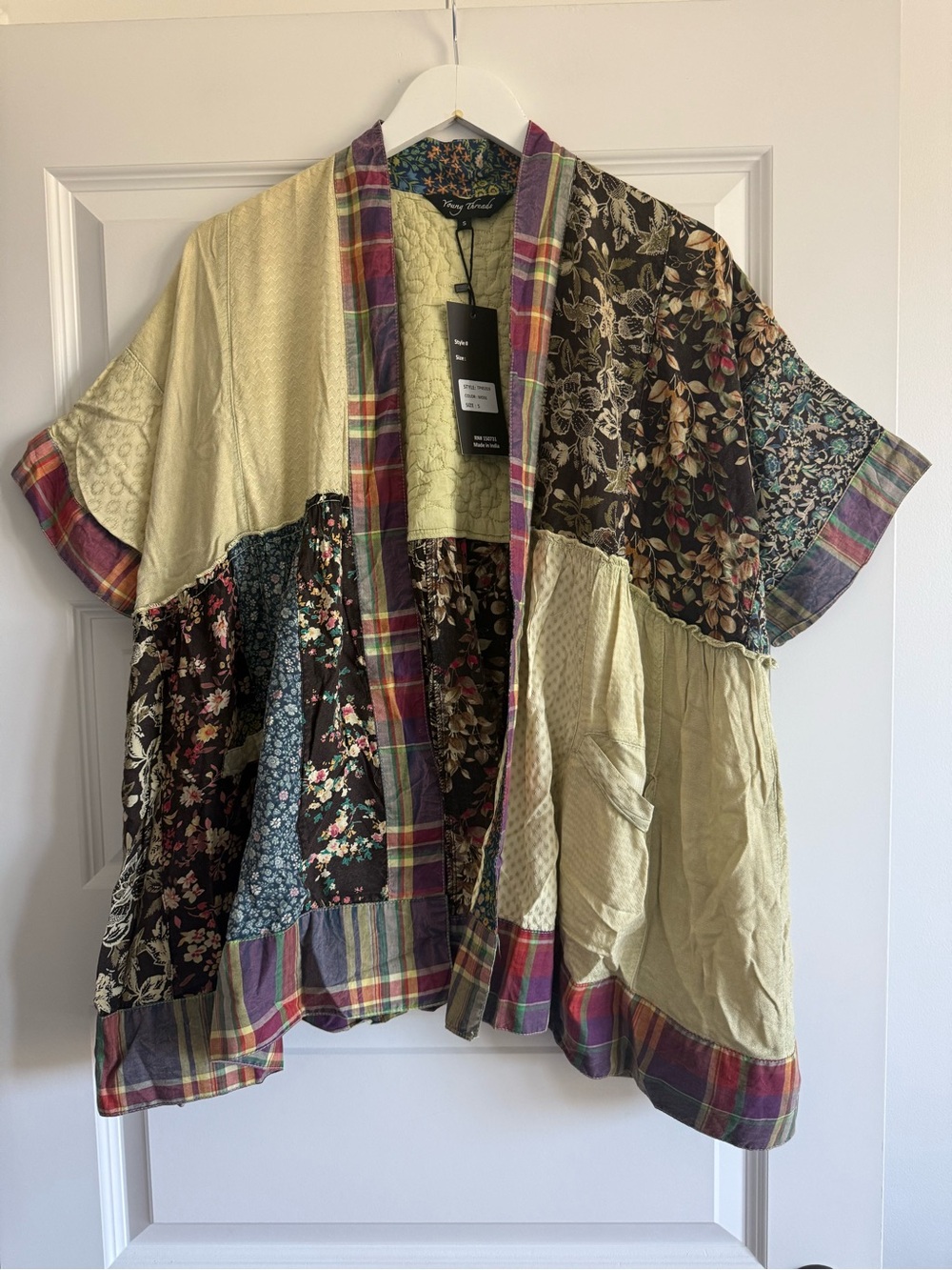 Young Threads Patchwork Oversized Boho Kimono – NWT Size S